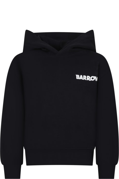 ガールズ Barrowのニットウェア＆スウェットシャツ Barrow Black Sweatshirt For Kids With Logo And Iconic Smiley Face