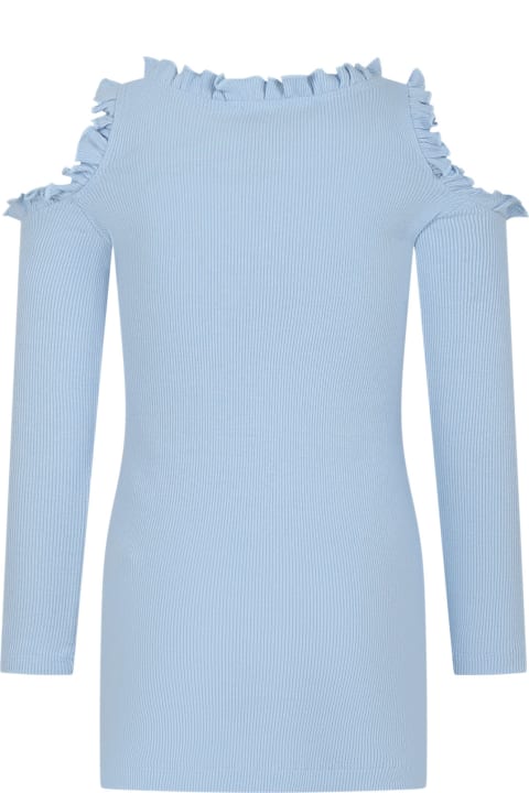 MSGM for Kids MSGM Light Blue Dress For Girl With Ruffles