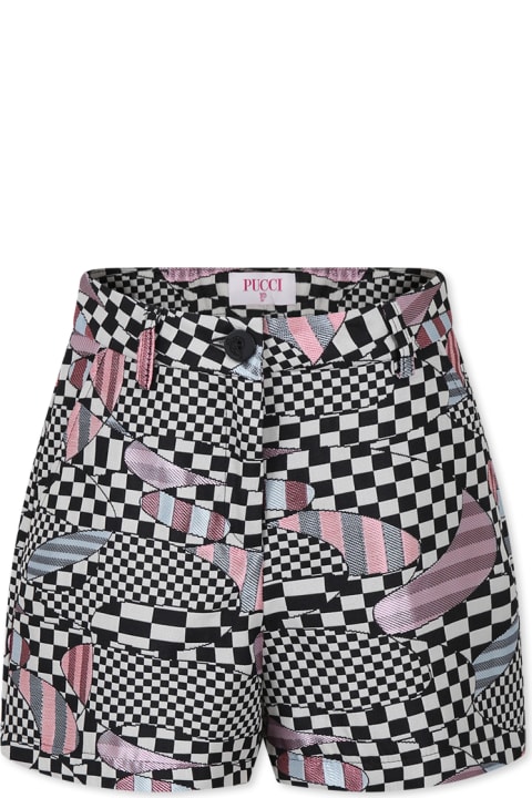 Pucci for Kids Pucci Black Shorts For Girl With Abstract Print