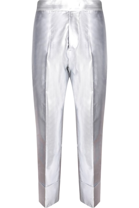Sapio Pants & Shorts for Women Sapio Sapio N7 Silver Lurex Canvas Trousers