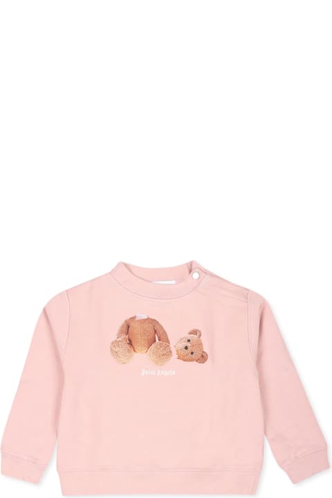 Palm Angels Sweaters & Sweatshirts for Baby Girls Palm Angels Pink Sweatshirt For Baby Girl With Bear