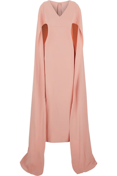 Solace London Clothing for Women Solace London 'morgan' Pink Long Dress With V Neck And Rear Single Slit In Tech Fabric Woman