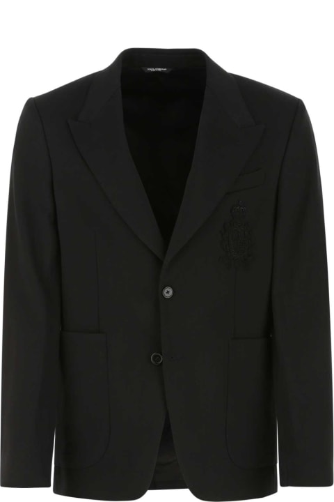 Dolce & Gabbana Coats & Jackets for Men Dolce & Gabbana Black Stretch Viscose Blend Blazer