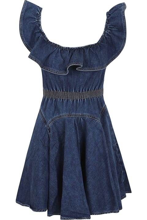 Clothing for Women self-portrait Denim Ruffle Mini Dress