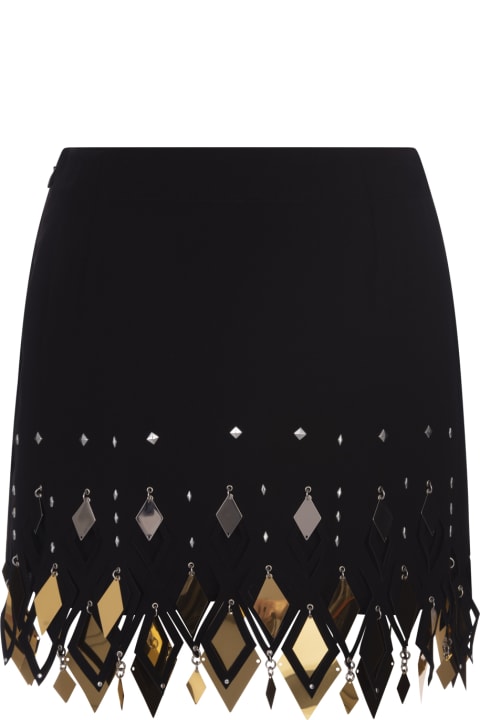 Fashion for Women Paco Rabanne Black Mini Skirt With Diamond Shaped Appliqués