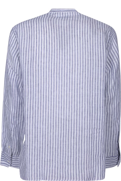 Officine Générale Clothing for Men Officine Générale Korean Collar White/blue Shirt