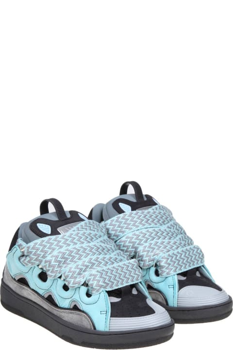 Lanvin for Men Lanvin Curb Sneakers In Suede And Fabric Color Light Blue/anthracite