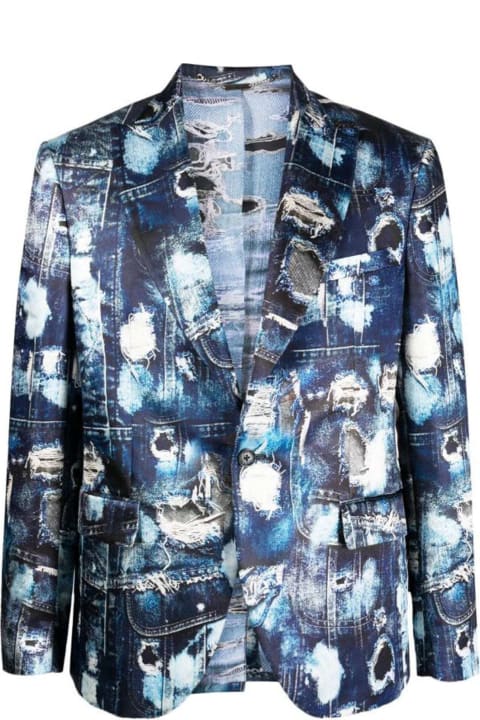 John Richmond Clothing for Men John Richmond Jacket With Lapel And Iconic Denim Pattern Fashion Show.