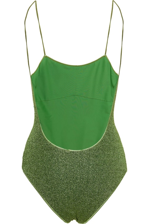 أدوات منزلية Oseree 'lumière Maillot' Green Swimsuit With Open Back In Lurex Woman