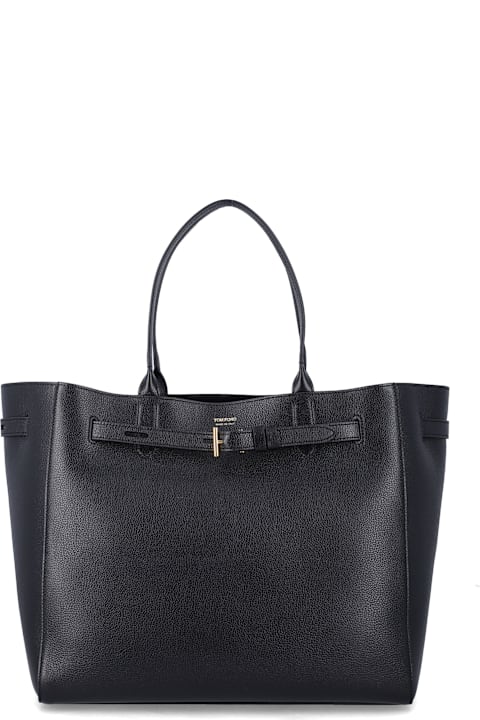 أدوات منزلية Tom Ford Tom Ford Audrey Large Black Leather Tote Bag