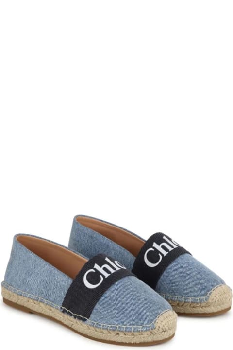 Shoes for Girls Chloé Woody Flat Espadrilles In Blue Denim