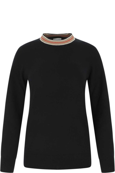 Burberry Sale for Women Burberry Stripe Detailed Logo Embroidered Jumper
