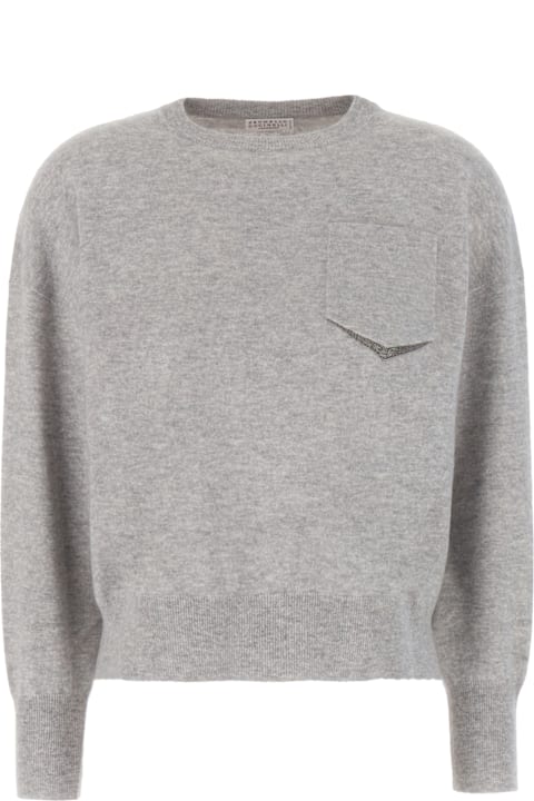 Clothing Sale for Women Brunello Cucinelli Melange Grey Cashmere Sweater