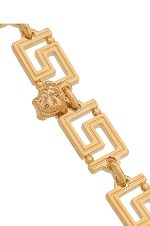 Squared Greca Gold Metal  Necklace Versace Gold Metal