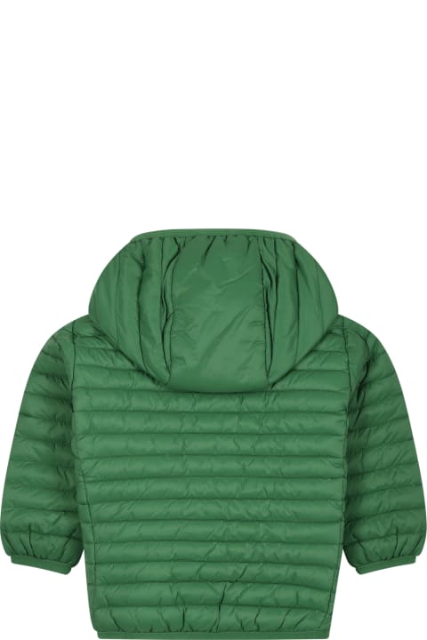 Save the Duck for Kids Save the Duck Green Downn-jacket "nene" For Baby Boy With Logo