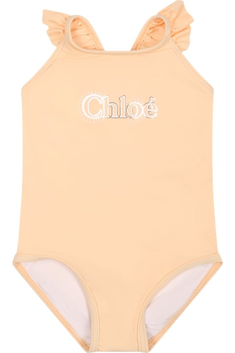 Sale for Baby Girls Chloé Pink Swimsuit For Baby Girl With Logo