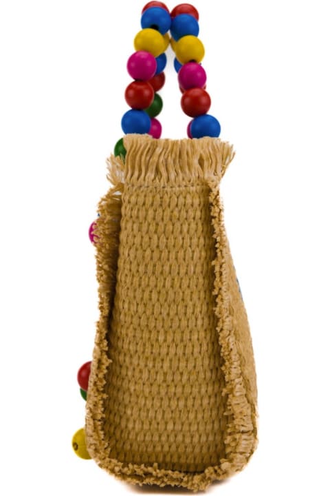 MC2 Saint Barth for Women MC2 Saint Barth Vanity Mini Straw Wood Beads Multicolor Bag In Raffia