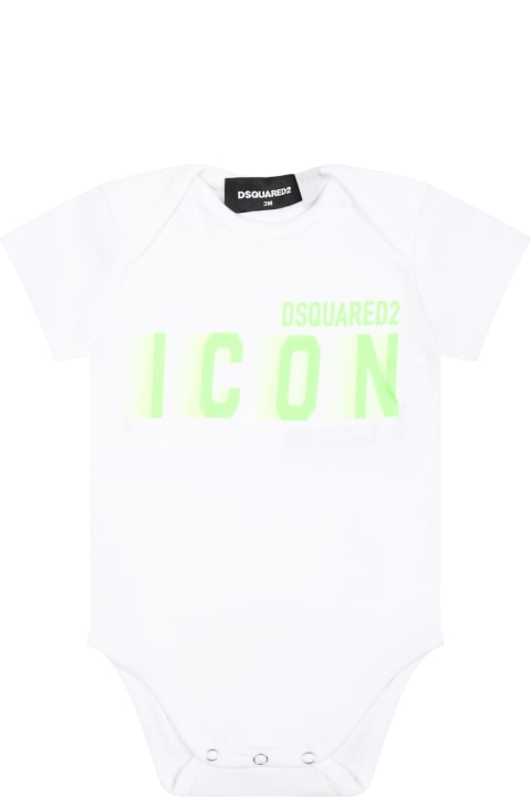 Sale for Baby Boys Dsquared2 White Bodysuit For Baby Boy With Logo