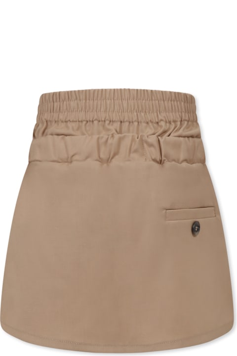 Douuod Bottoms for Girls Douuod Beige Skirt For Girl With Logo Patch