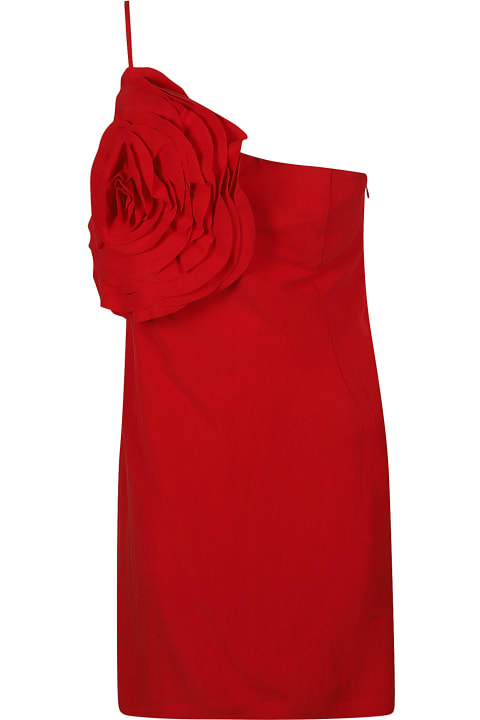 Blumarine for Women Blumarine Rose Embroidered Asymmetric Short Dress
