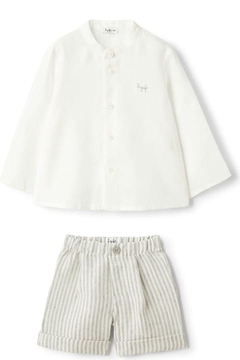 خصم على رُضع بنات Il Gufo Grey Set Of Two With Logo Lettering On The Front In Linen Boy