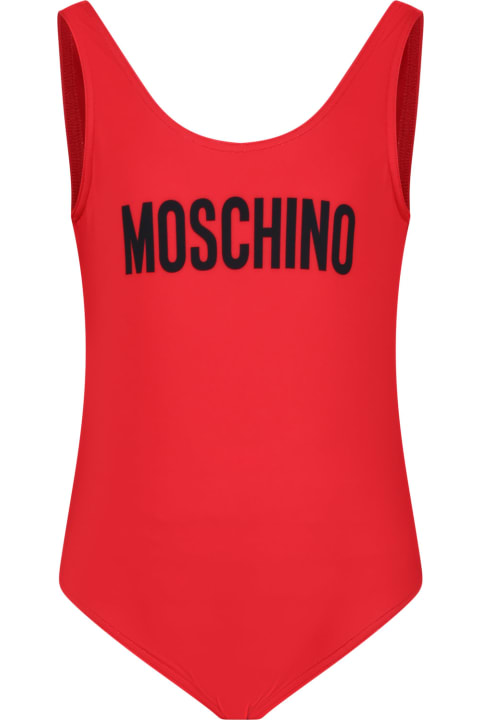 Moschino for Kids Moschino Red One-piece Swimsuit For Girl With Logo