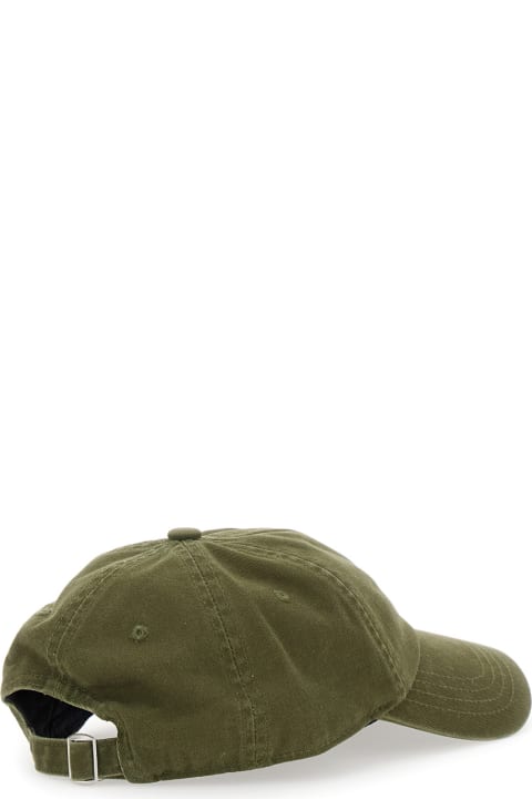 Hats for Men Drôle de Monsieur Green Baseball Cap With Front Print In Cotton Man