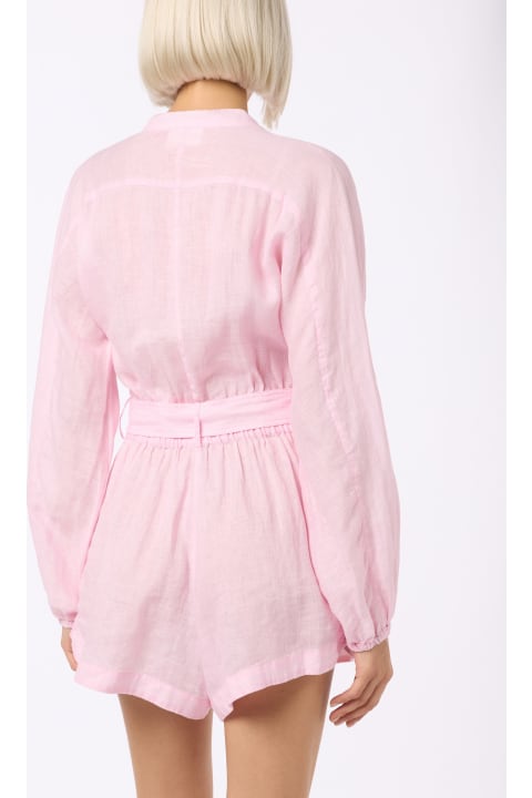 Homeware MC2 Saint Barth Woman Pink Linen Playsuit Hanniel