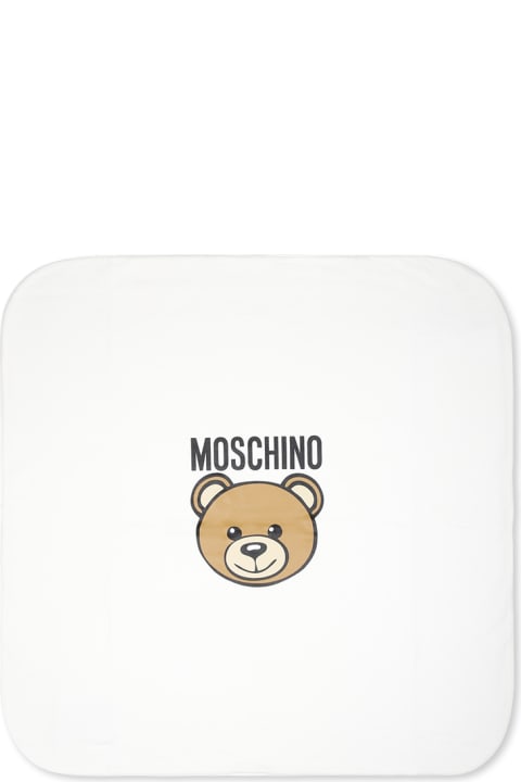 Fashion for Baby Girls Moschino Ivory Blanket For Babykids With Teddy Bear