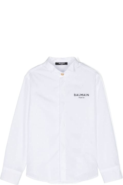 ガールズ Balmainのシャツ Balmain Camicia Con Logo Jacquard