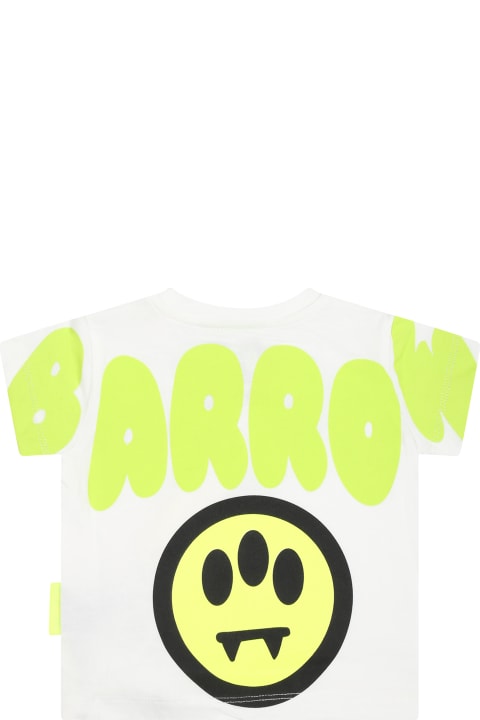 ベビーボーイズ トップス Barrow White Baby T-shirt With Smiley Face