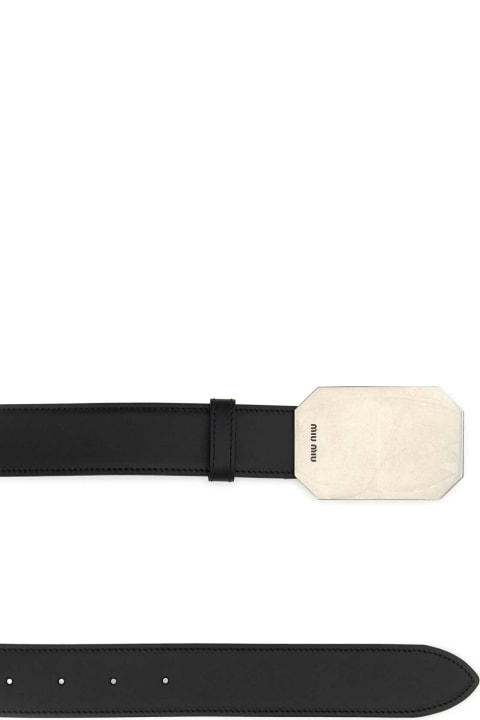 Miu Miu Belts for Women Miu Miu Black Leather Belt