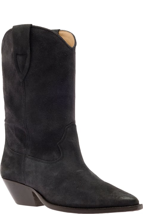 'duerto' Black Western Style Boots In Suede Woman Isabel Marant