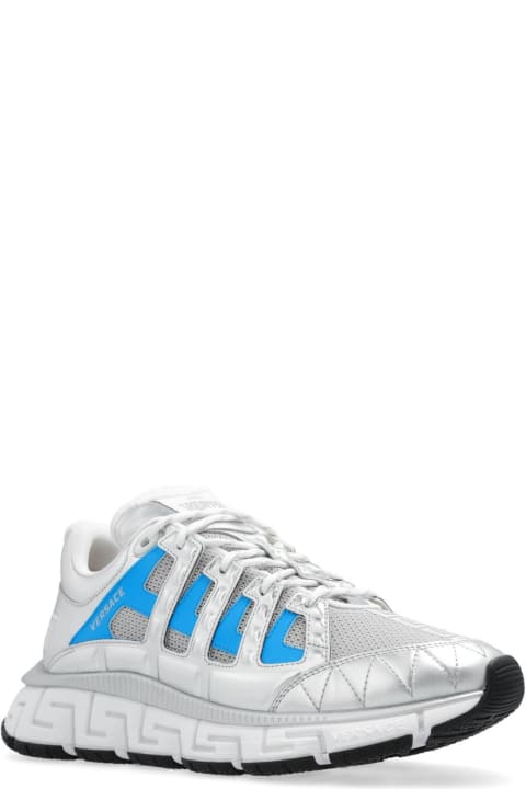 Versace Sale for Men Versace Trigreca Panelled Mesh Lace-up Sneakers