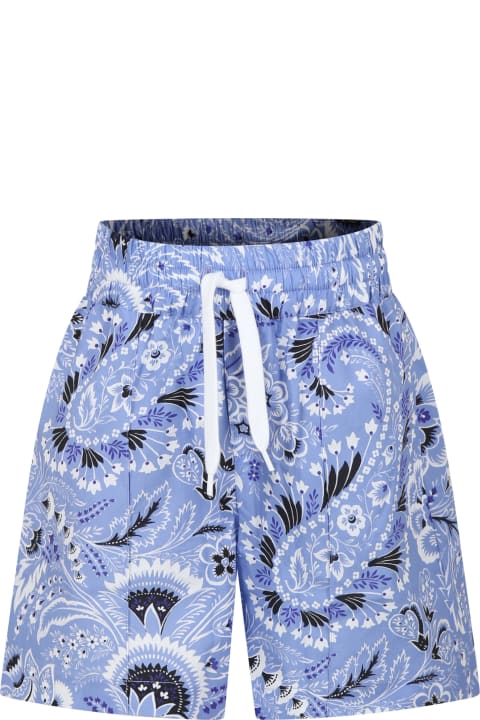 ボーイズ Etroのボトムス Etro Sky Blue Casual Shorts For Boy With Paisley Pattern