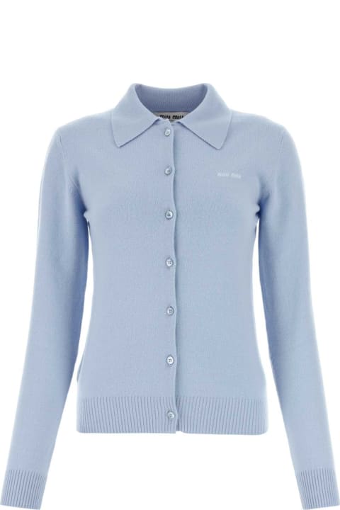 Miu Miu Sweaters for Women Miu Miu Light Blue Cashmere Cardigan