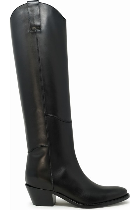 Parosh Boots for Women Parosh Parosh Anshoe Black Leather Boots