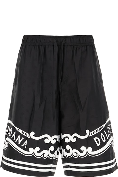 Pants for Men Dolce & Gabbana Black Silk Bermuda Shorts