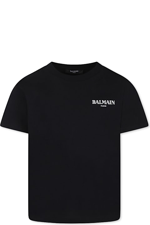 Balmain T-Shirts & Polo Shirts for Women Balmain Black T-shirt For Kids With Logo