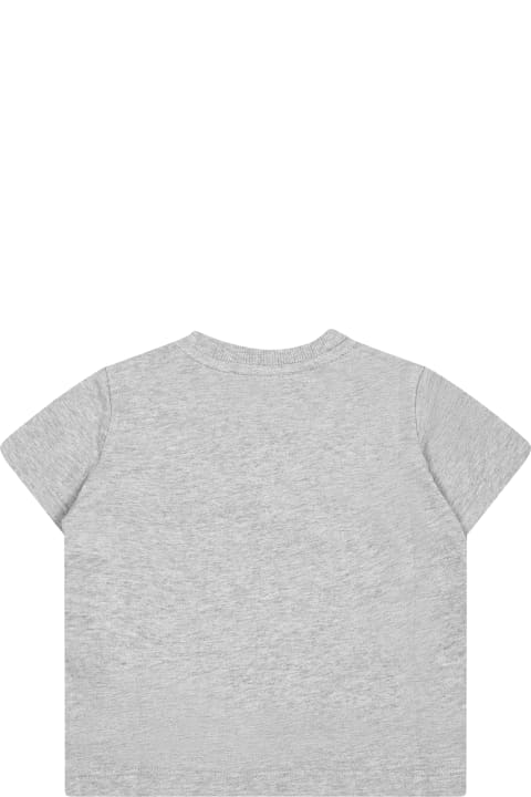 Topwear for Baby Boys Moschino Gray T-shirt For Babies With Teddy Bear