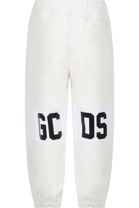 GCDS Mini for Kids GCDS Mini White Trousers For Kids With Logo