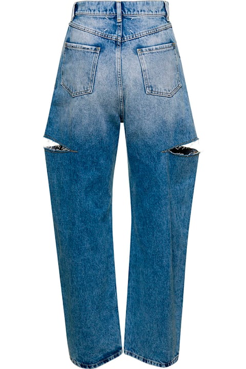 Homeware Maison Margiela Blue Jeans With Cut-out Details And Faded Effect In Denim Woman
