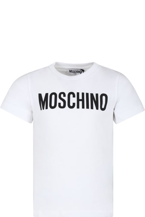 Moschino for Kids Moschino White T-shirt For Kids With Logo