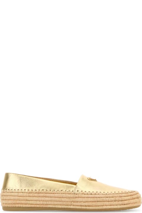 Prada Shoes for Women Prada Gold Leather Espadrilles