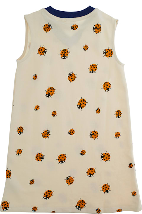 Mini Rodini Dresses for Girls Mini Rodini White Dress With All-over Embroidered Ladybugs In Cotton Girl