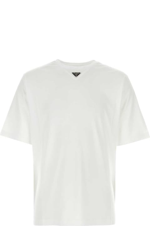 Topwear Sale for Men Prada White Cotton T-shirt