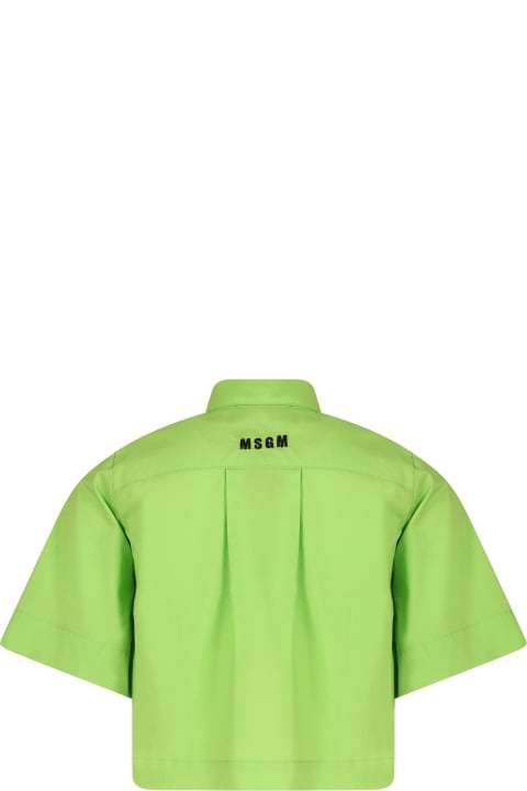Fashion for Kids MSGM Green Shirt For Girl With Logo