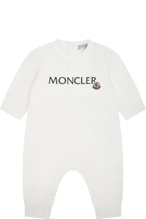 Bodysuits & Sets for Baby Boys Moncler White Baby Jumpsuit With Logo