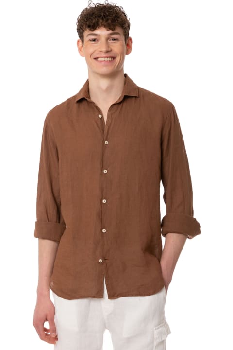 Homeware MC2 Saint Barth Man Brown Linen Pamplona Shirt