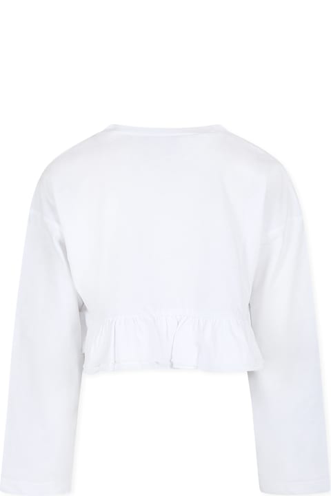 أدوات منزلية Douuod White Crop T-shirt For Girl With Logo